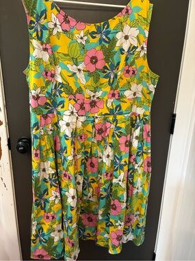 ModCloth Yellow Floral Sleeveless Dress - Pink & White Flowers